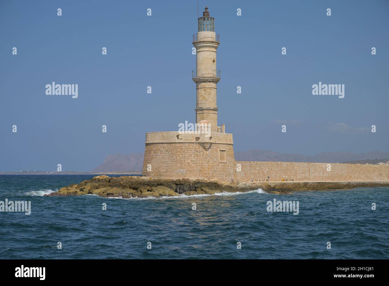 Leuchtturm, Venezianischer Hafen, Chania, Kreta, Griechenland Stock Photo