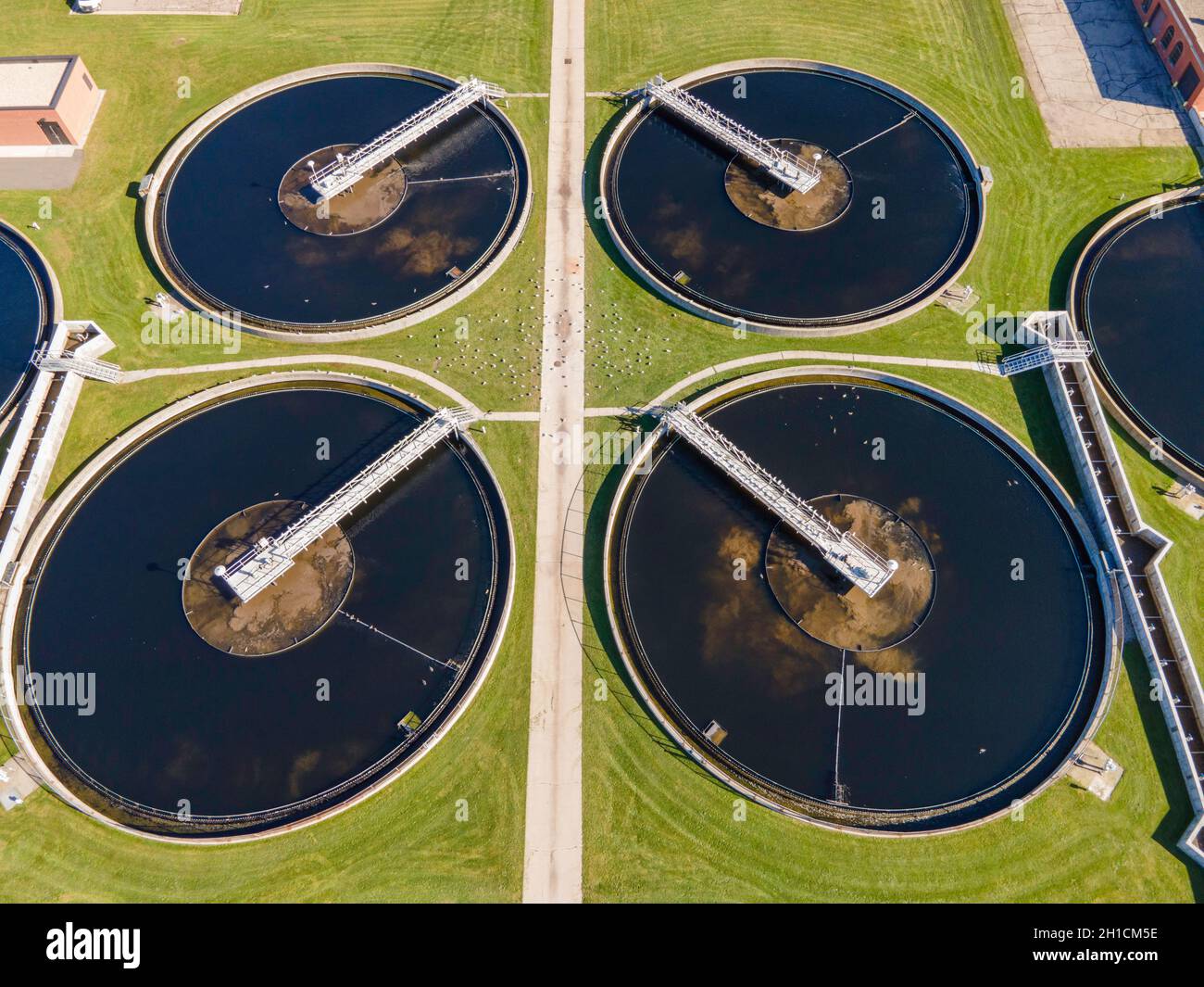 Aerial photograph of the wastewater treatment facility at the Madison ...