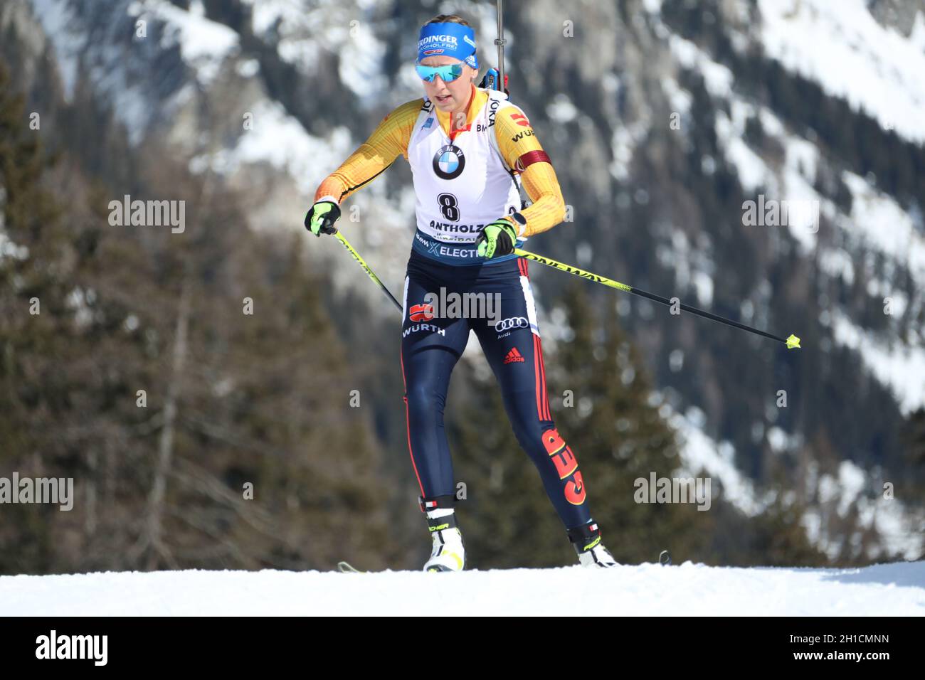 Franziska Preuß (SC Haag) bei IBU Biathlon-Weltmeisterschaft Antholz 2020 Stock Photo