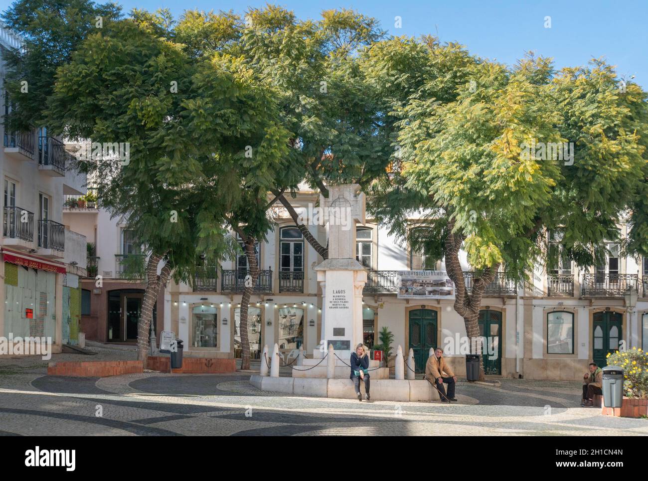 Memorial and ancient buildings in a square in the city of Lagos in the