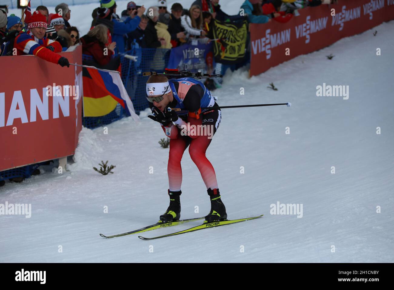 Johannes Thingnes Bö (Norwegen) bei der Single Mixed Staffel bei der BU  Biathlon-Weltmeisterschaft Antholz 2020 Stock Photo - Alamy