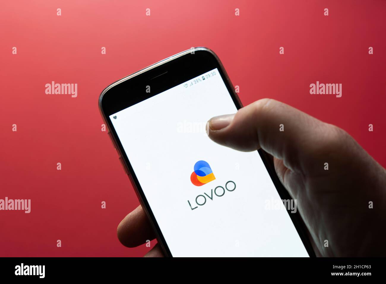the Lovoo app on a mobile phone Stock Photo