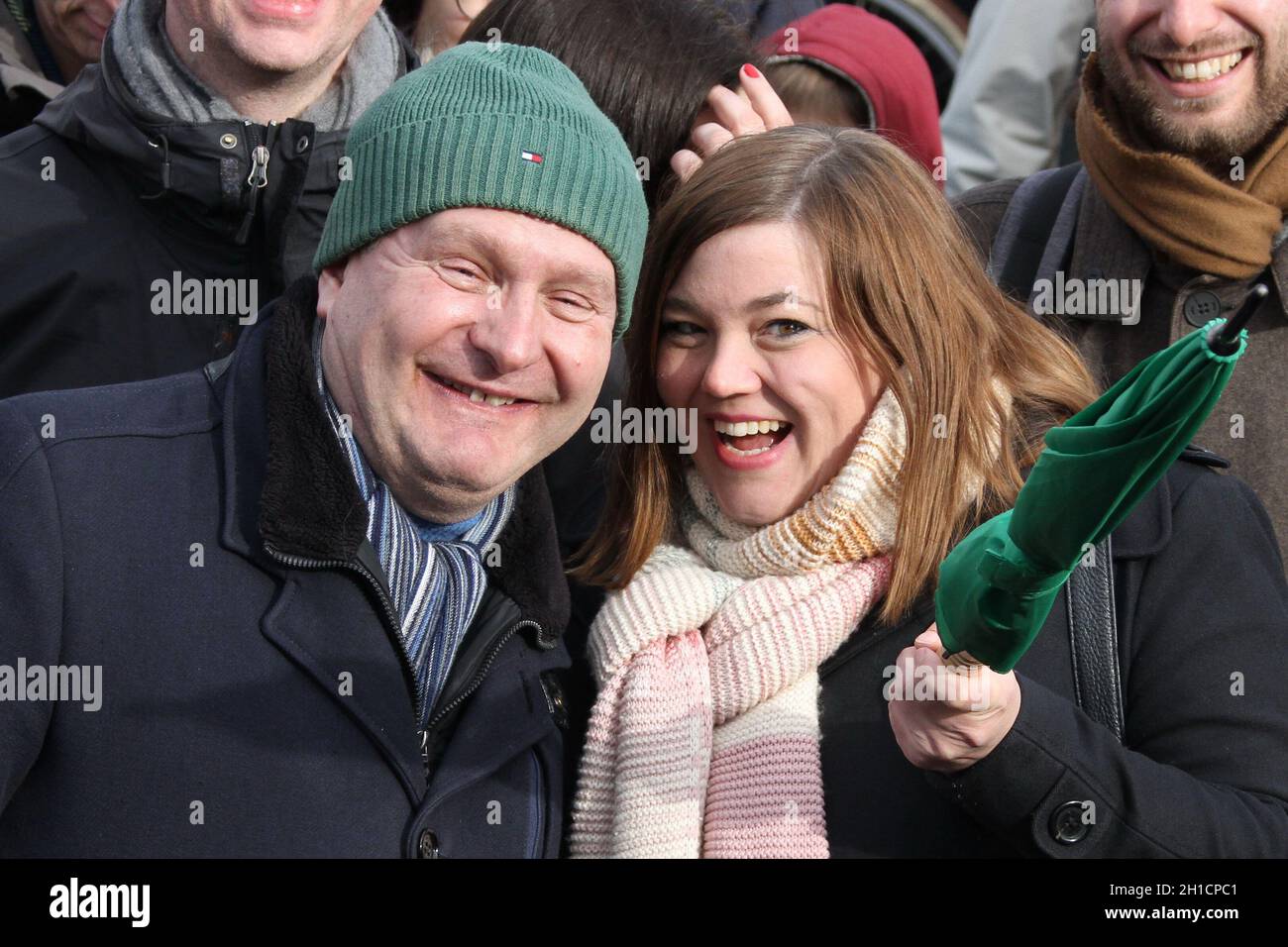 Jens Kerstan, Katharina Fegebank, Fridays for Future Demo in Hamburg, 21.02.2020 Stock Photo