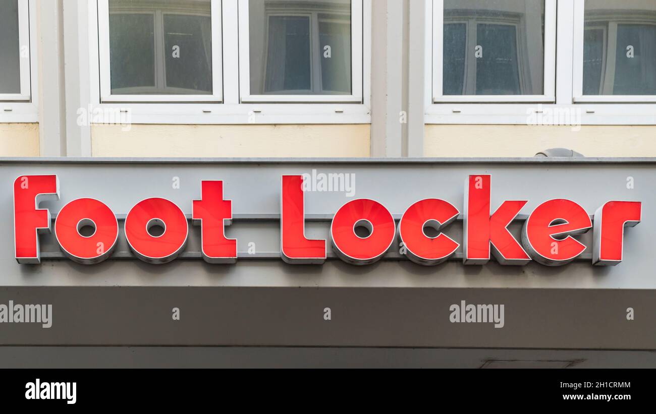 TRIER, GERMANY - SEPTEMBER 13, 2019: Foot Locker store. It is a leading global athletic footwear and apparel retailer with 1,835 stores in 23 countrie Stock Photo