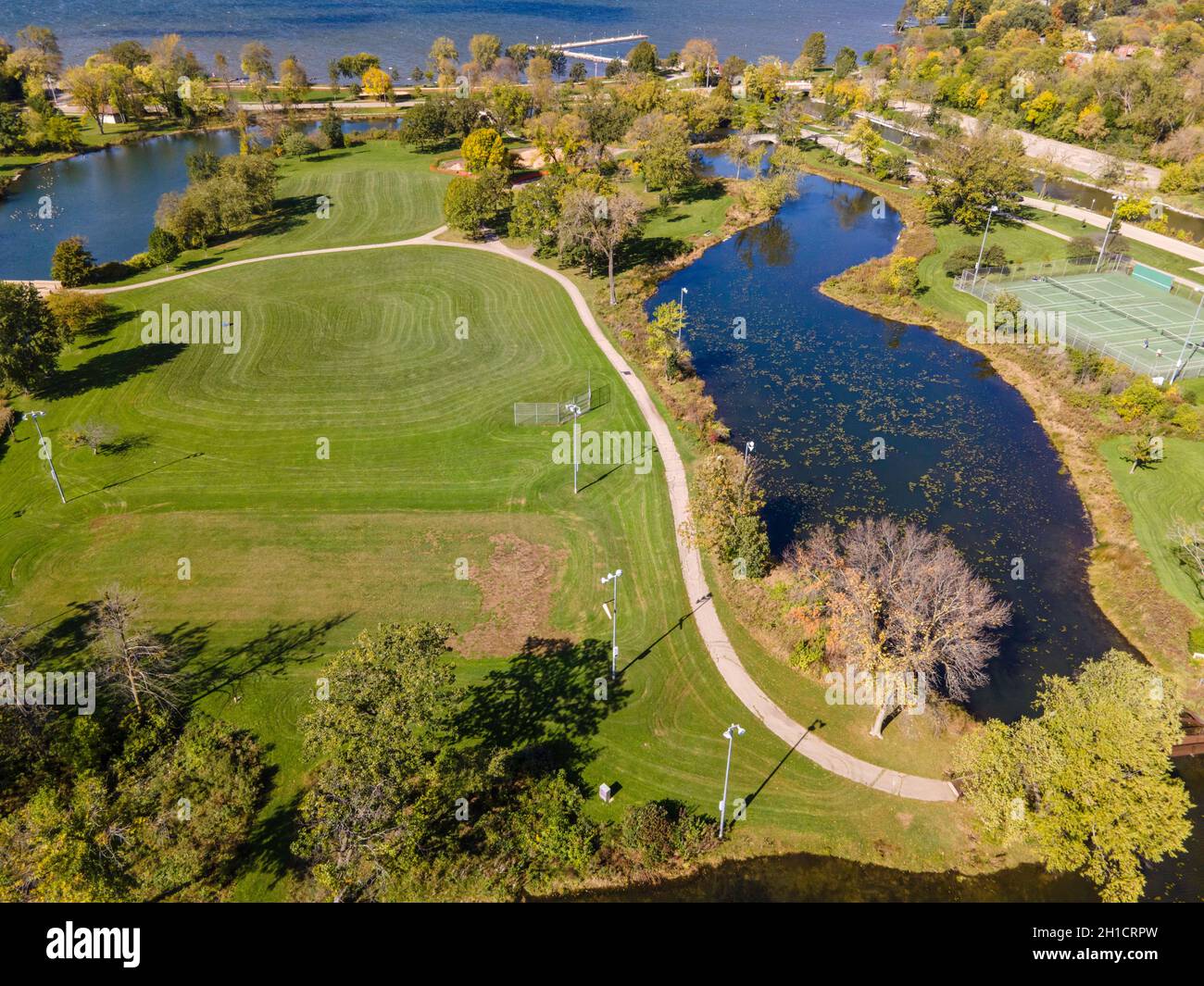 Aerial photograph of Tenney Park, Madison, Wisconsin, USA Stock Photo