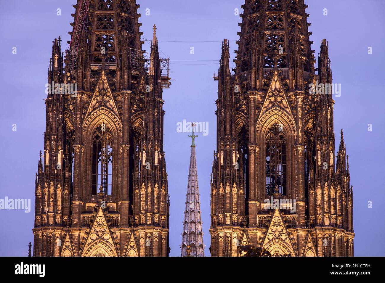 the west facade of the cathedral, Cologne, Germany.  die Westfassade des Doms, Koeln, Deutschland. Stock Photo