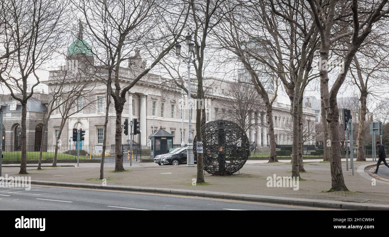Dublin, Ireland February 12, 2019 Architectural detail of The Custom House which houses the