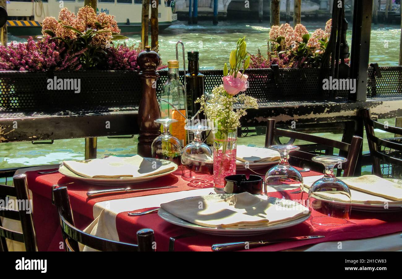 Restaurant on the Grand Canal in Venice Stock Photo - Alamy