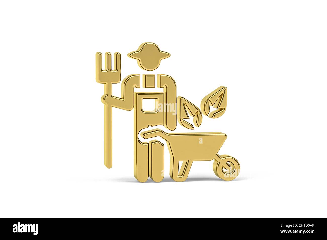 Golden 3d farming icon isolated on white background - 3d render Stock ...