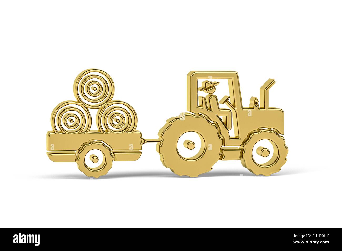 Golden 3d farming icon isolated on white background - 3d render Stock ...