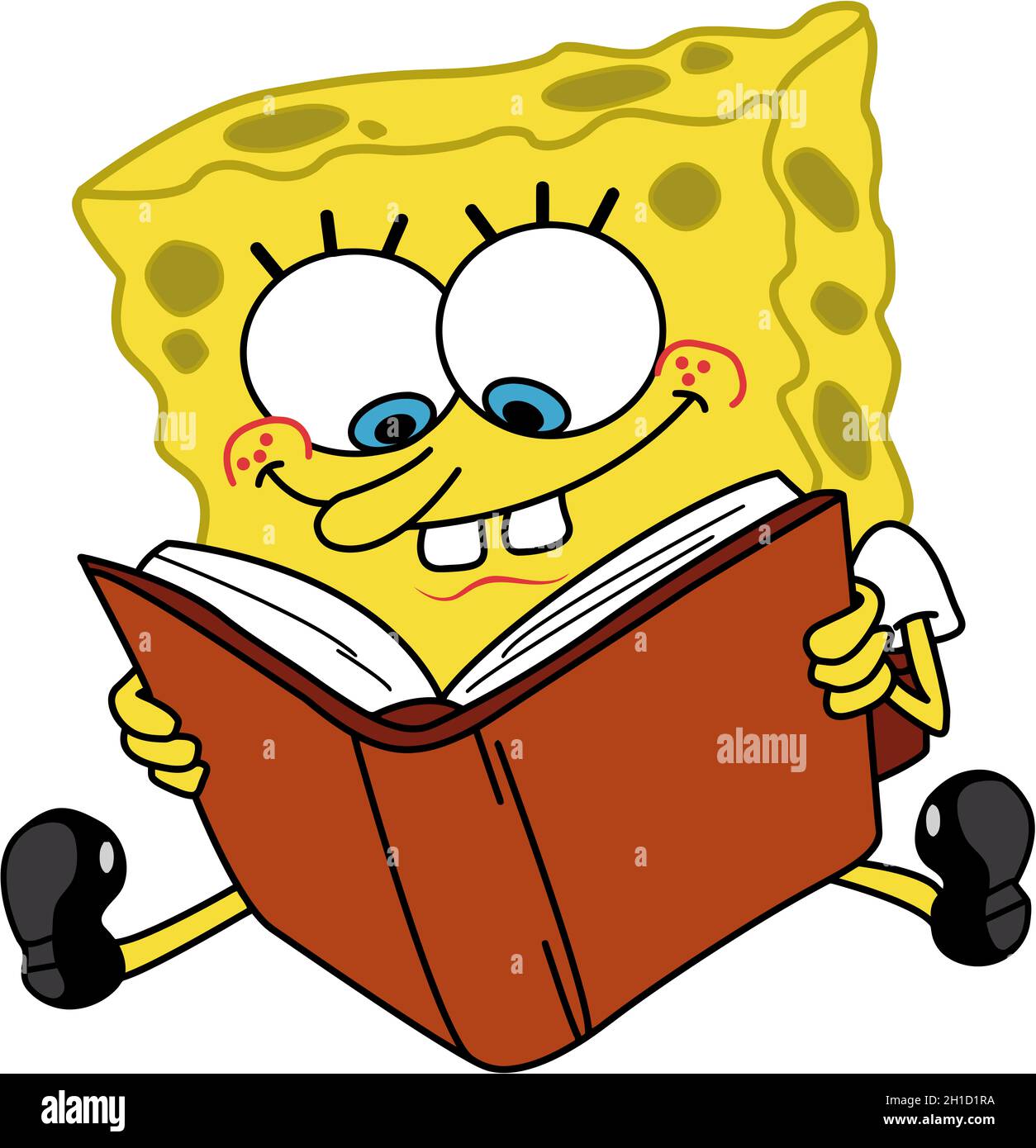 Spongebob Squarepants reading book illustration editorial cartoon Stock Photo