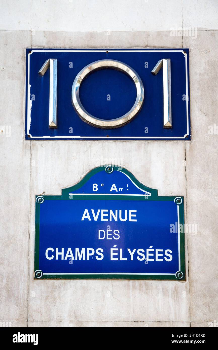 Avenue des Champs Elysees street sign in Paris, France Stock Photo Alamy
