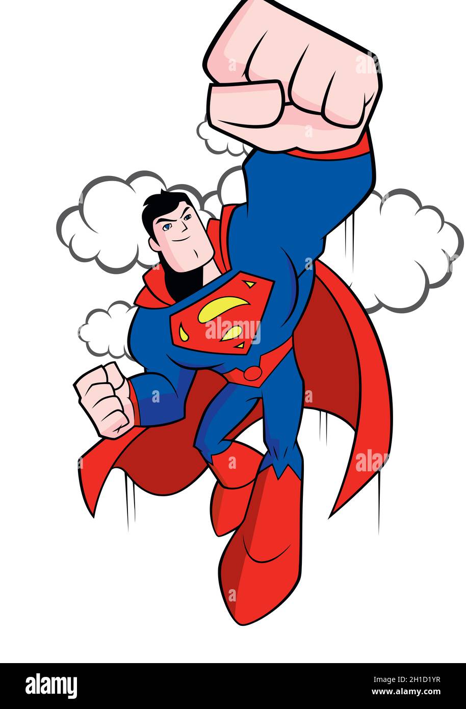 superman illustration comics hero super power flaying sky editorial Stock Photo