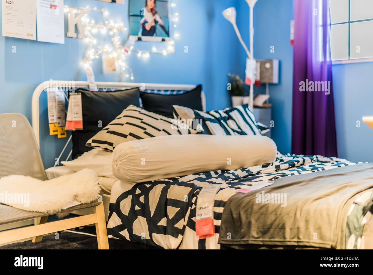 SINGAPORE MAR 4, 2020 Interior of IKEA store, a brand of multinational group that designs and