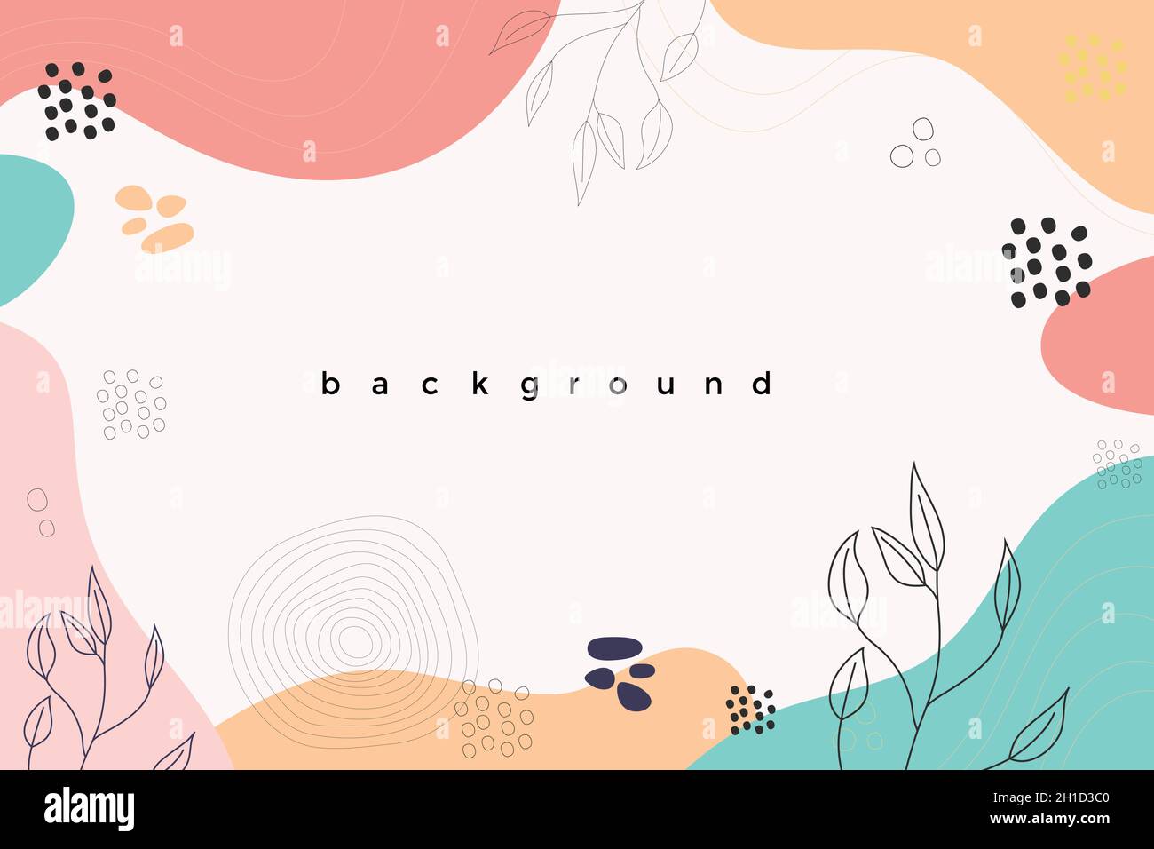 Abstract background of organic vector shapes, leaves, branches, and ...