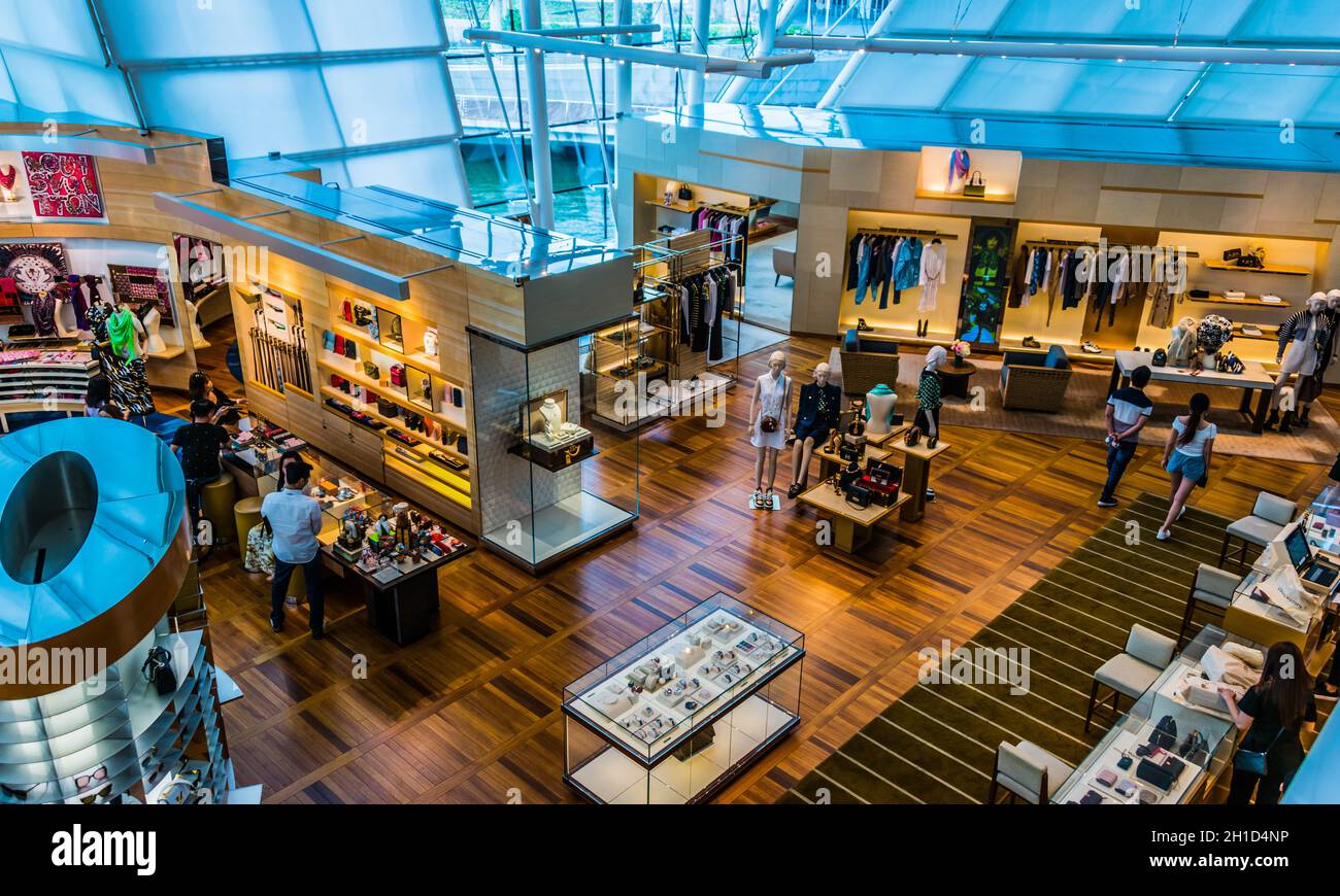 SINGAPORE - MAR 3, 2020: Interior of Louis Vuitton fashion house