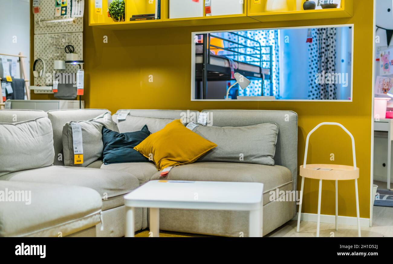 SINGAPORE MAR 4, 2020 Interior of IKEA store, a brand of multinational group that designs and