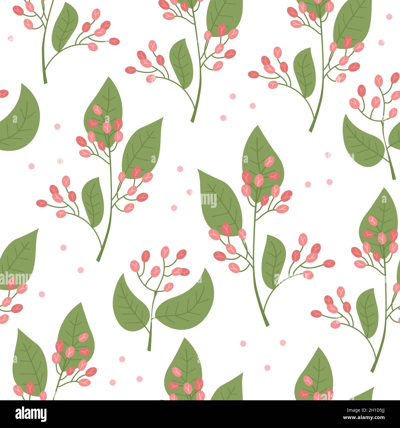 Botanical vector seamless pattern with plants and flowers Stock Vector ...