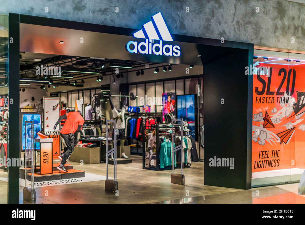 SINGAPORE - MAR 5, 2020: Front entrance to Adidas store in Singapore shopping  mall Stock Photo - Alamy
