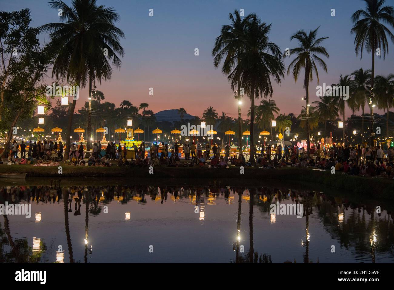the Loy Krathong Festival in the Historical Park in Sukhothai in the