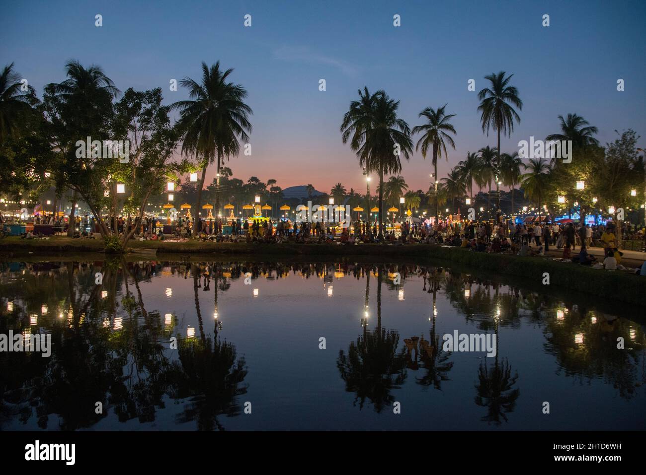 the Loy Krathong Festival in the Historical Park in Sukhothai in the