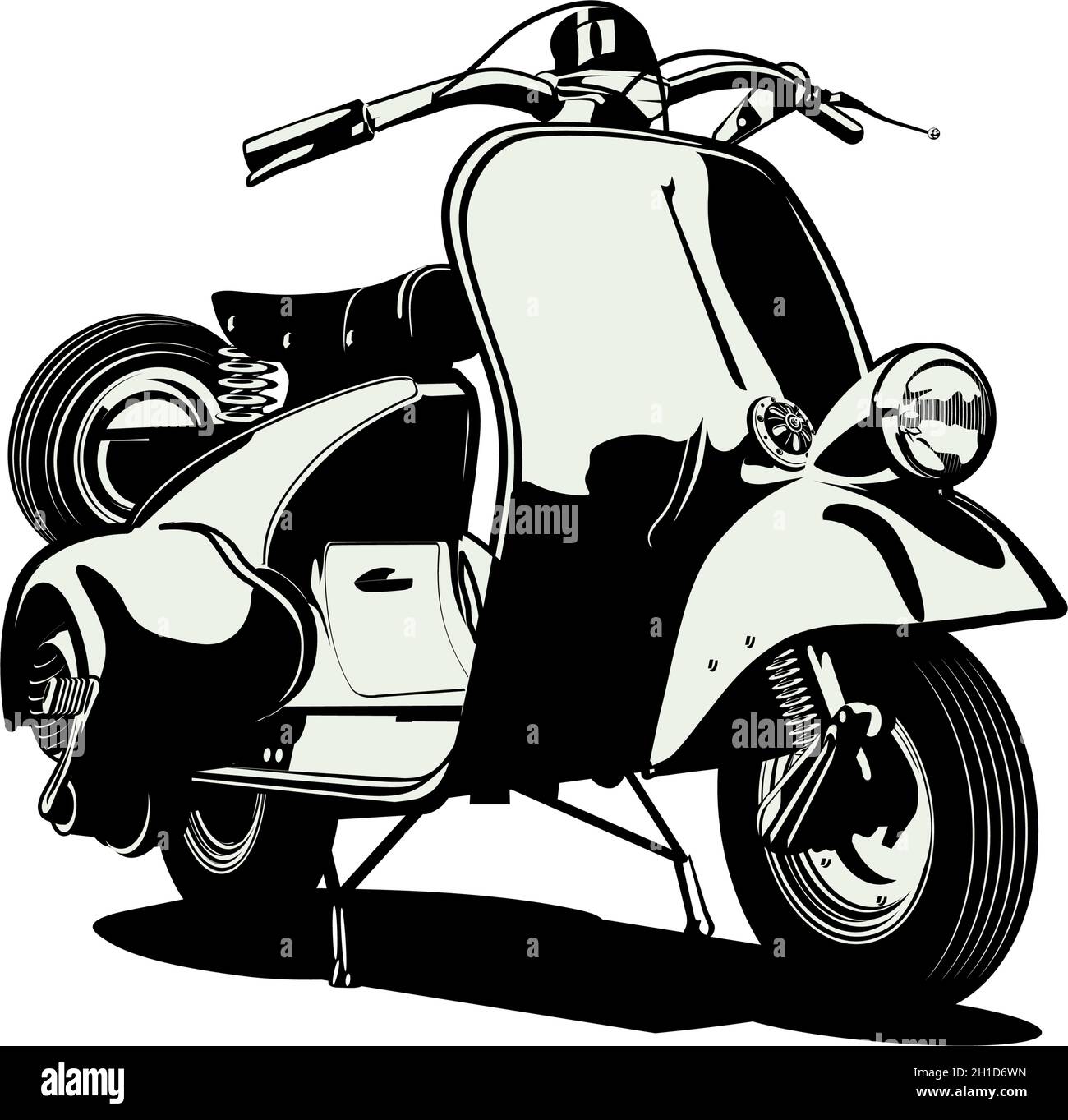 Vector retro scooter. Available EPS-10 format separated by groups and layers for easy edit Stock Vector