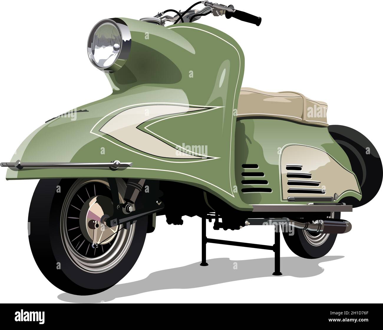 Vector retro scooter. Available EPS-10 format separated by groups and layers vith transparency effects for one-click repaint Stock Vector