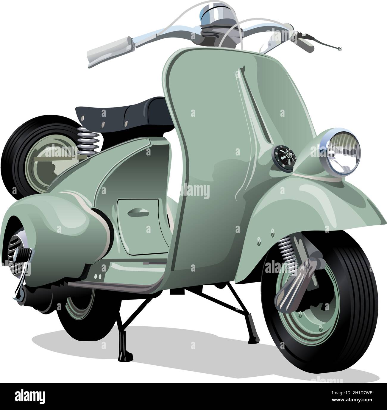 Vector retro scooter. Available EPS-10 format separated by groups and layers vith transparency effects for one-click repaint Stock Vector