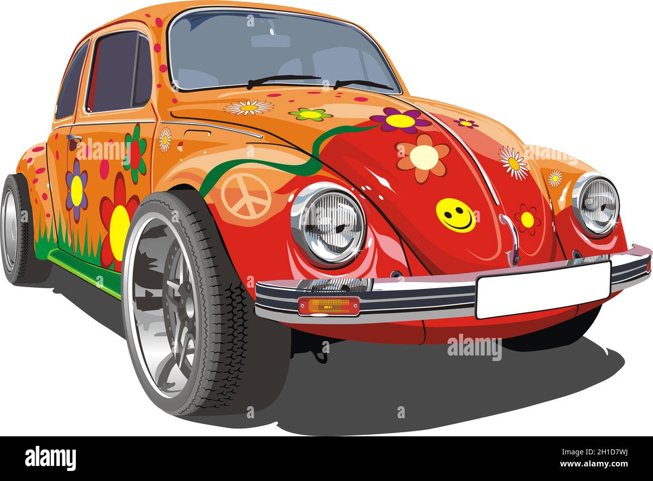 Retro Car. Available EPS-8 vector format separated by groups and layers for easy edit Stock Vector
