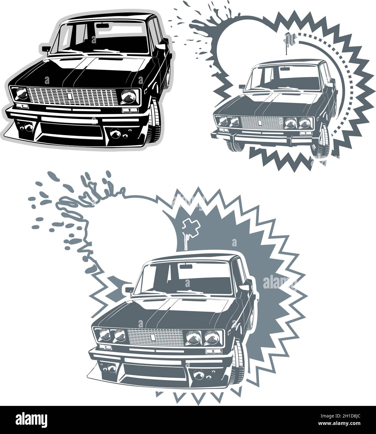 Cars set. Available EPS-8 vector format separated by groups and layers for easy edit Stock Vector
