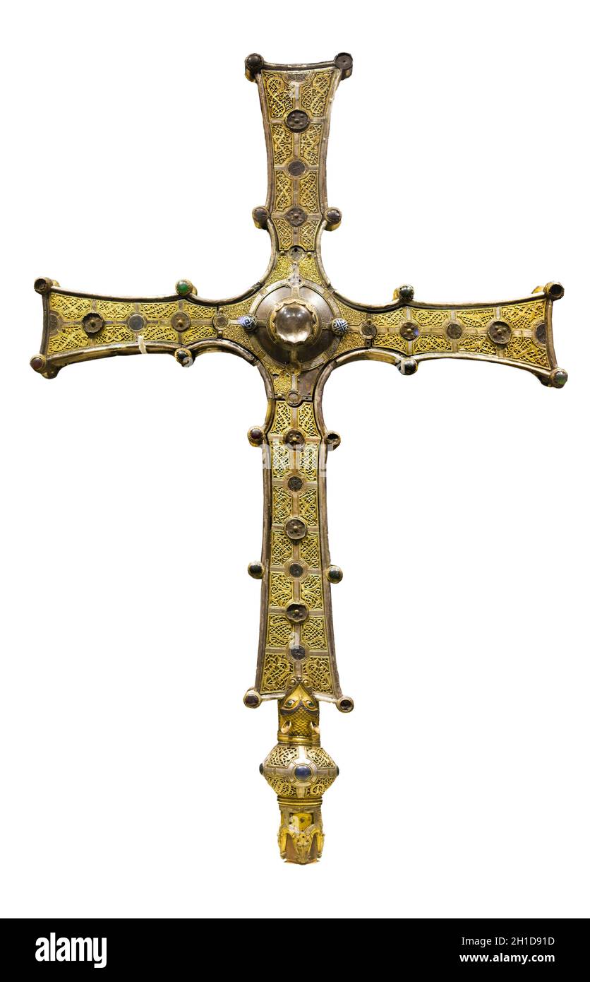 Cross of Cong, 12th Century. Irish Christian ornamented cusped processional cross. National Museum of Ireland Stock Photo