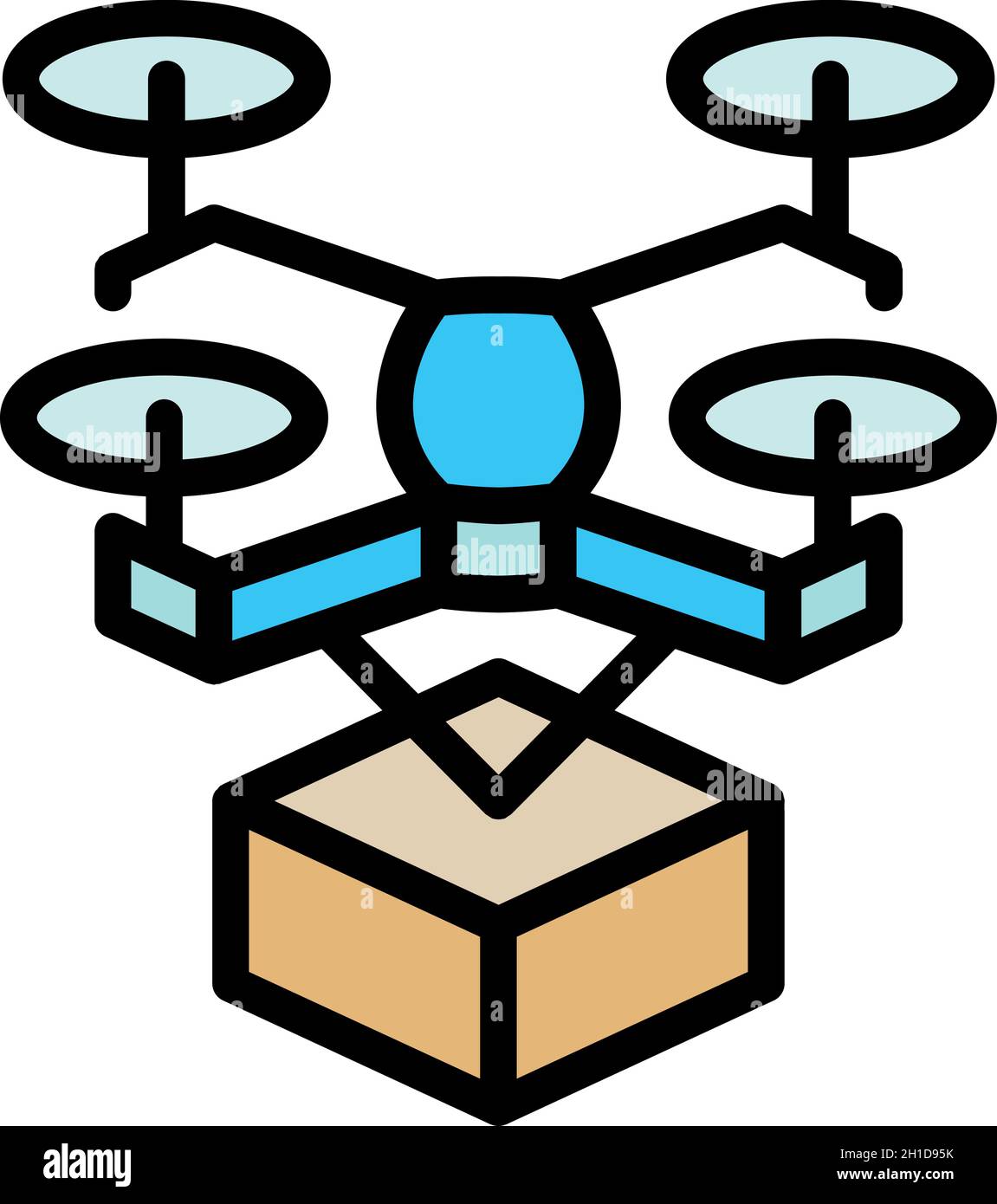 Drone delivery icon. Outline drone delivery vector icon color flat ...