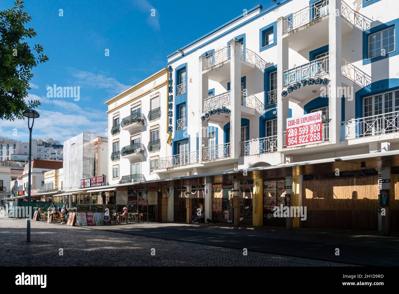 Bars and cafes in the main square in Albufeira old town, Algarve