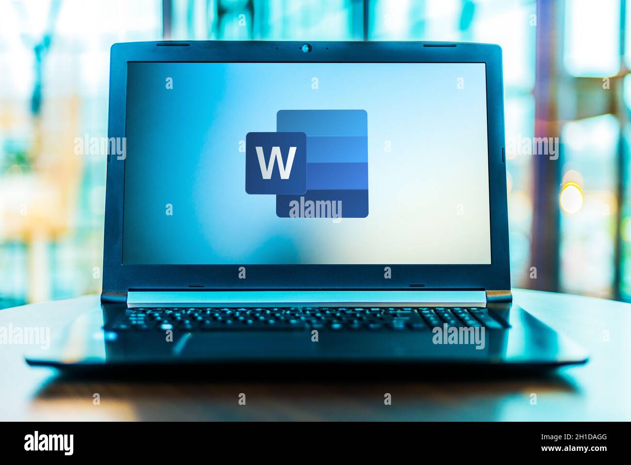 POZNAN, POL MAR 24, 2020 Laptop computer displaying logo of