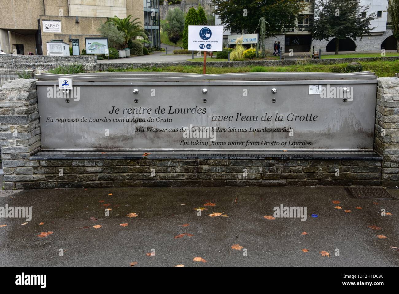 Lourdes France 9 Oct 2021 Fountains dispensing blessed Holy water