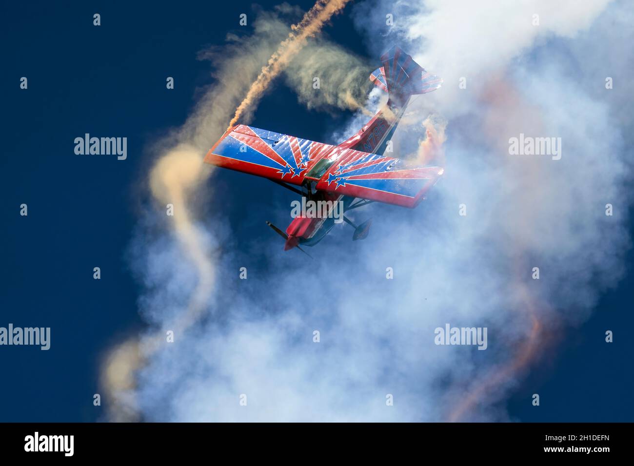 Sanford, United States. 17th Oct, 2021. Pilot, John Black flies an