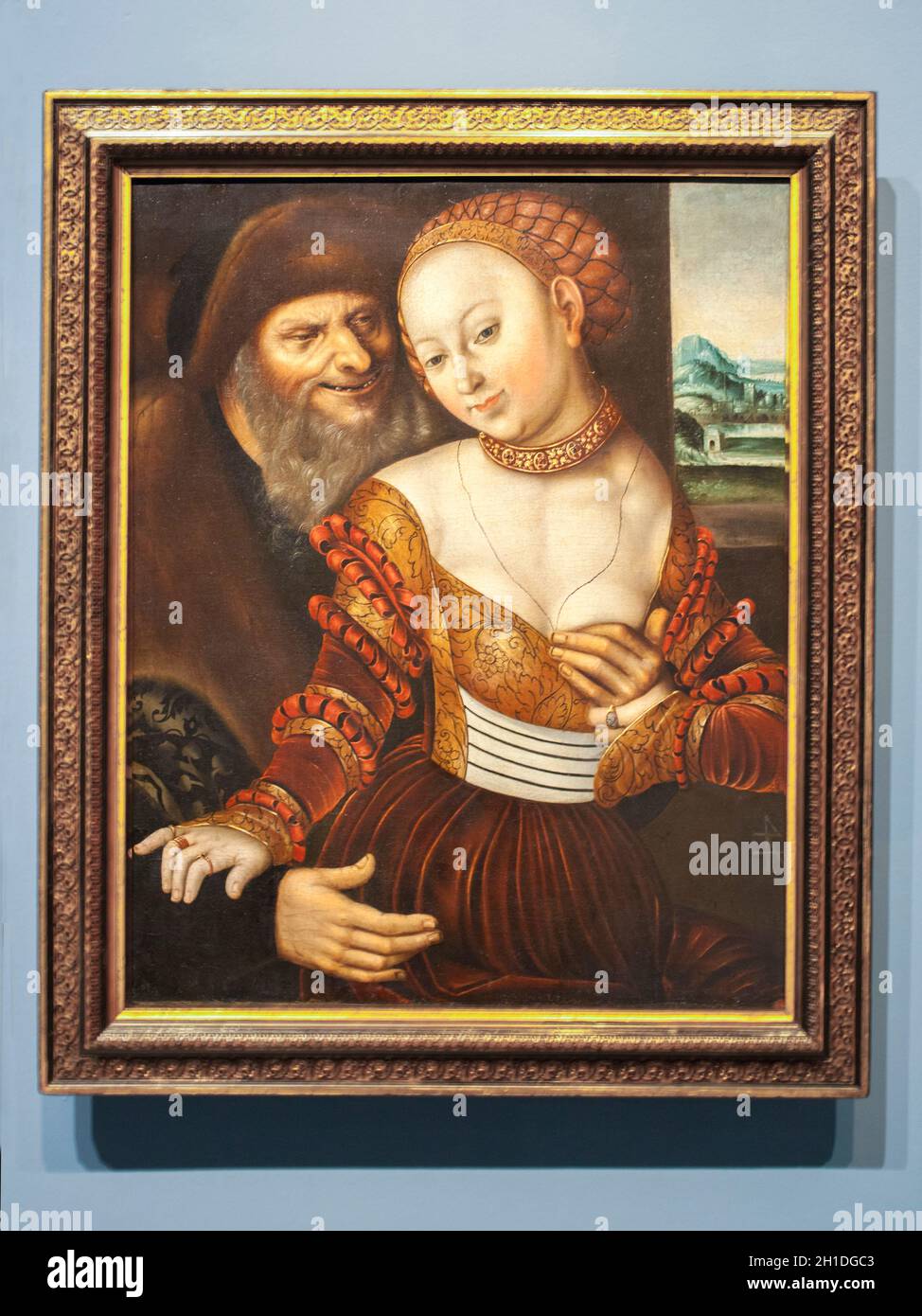 Barcelona, Spain - Dec 26th 2019: The Ill-Matched Couple by Lucas Cranach the Elder. National Art Museum of Catalonia, Barcelona, Spain Stock Photo