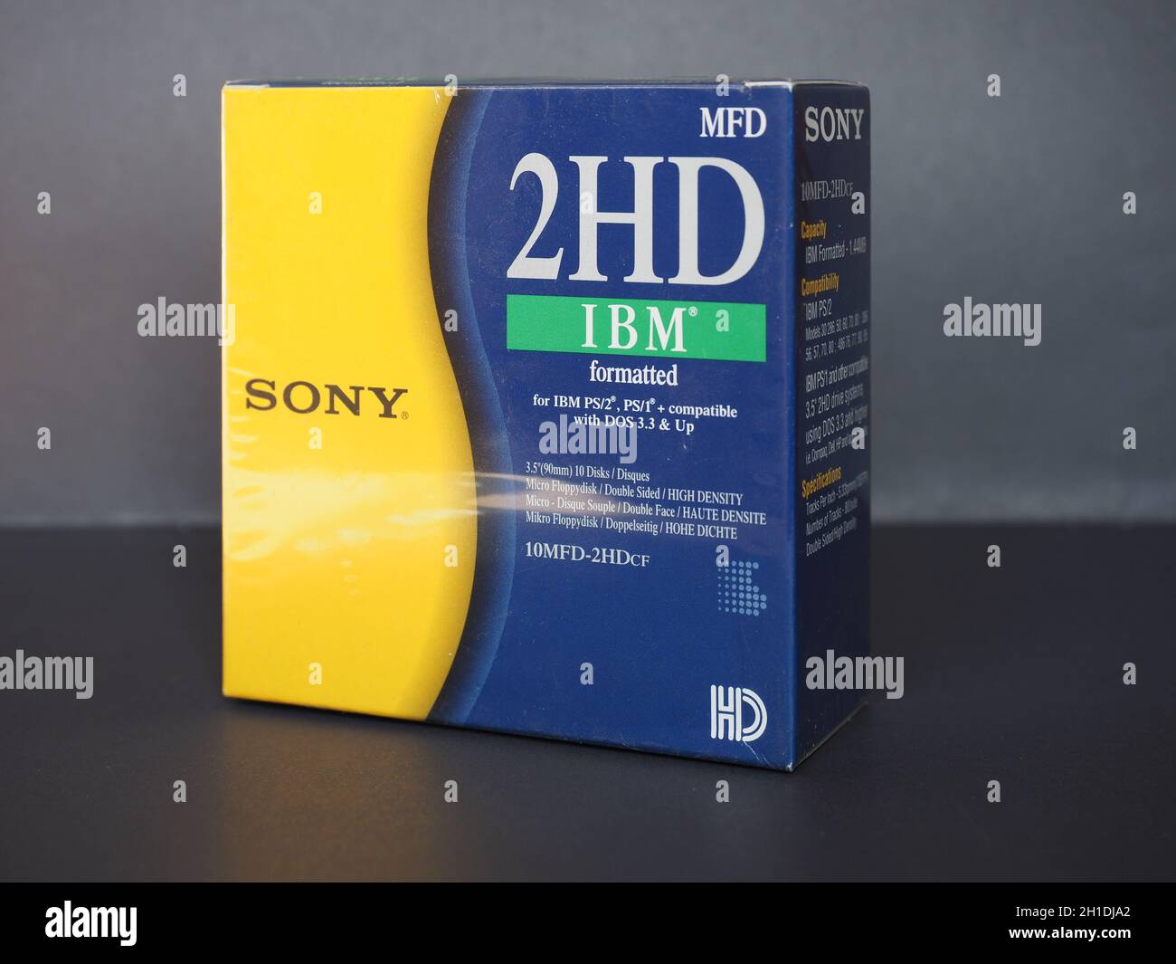 TOKYO, JAPAN - CIRCA MARCH 2020: Box of Sony magnetic diskettes for personal computer data storage Stock Photo