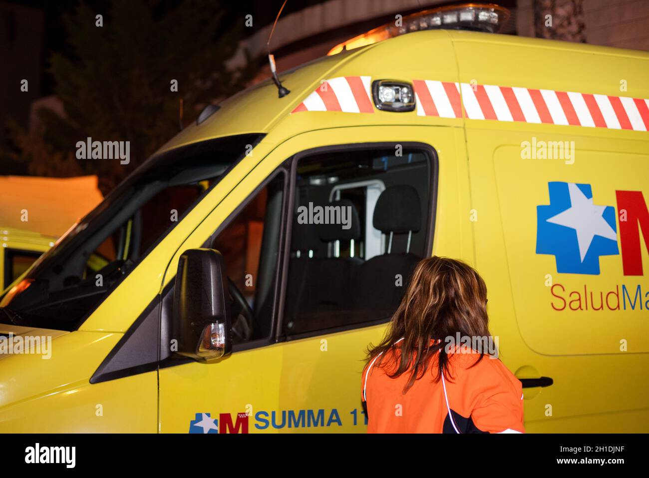Madrid, Spain - October 2, 2019: Summa ambulance. Summa is a specialized emergency system of Madrid, Spain . Stock Photo