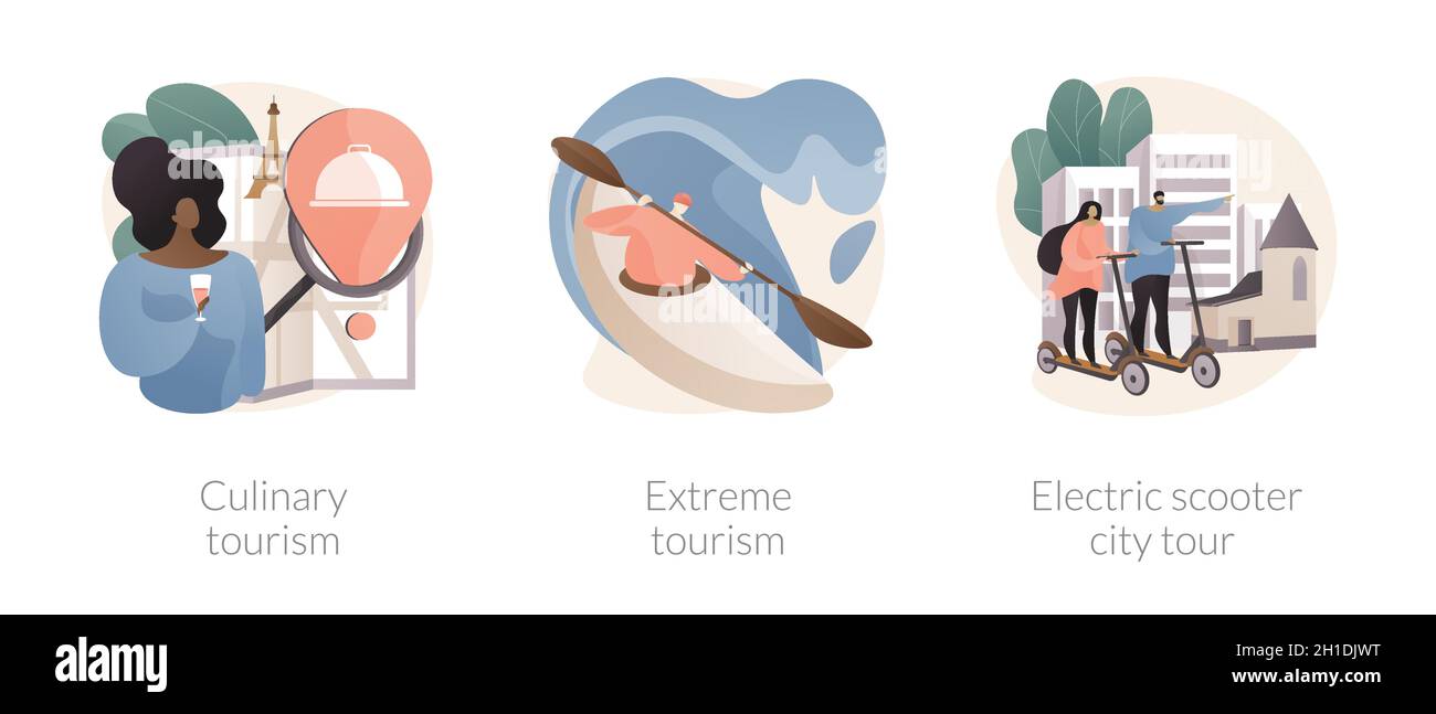 Authentic travel experience abstract concept vector illustrations. Stock Vector
