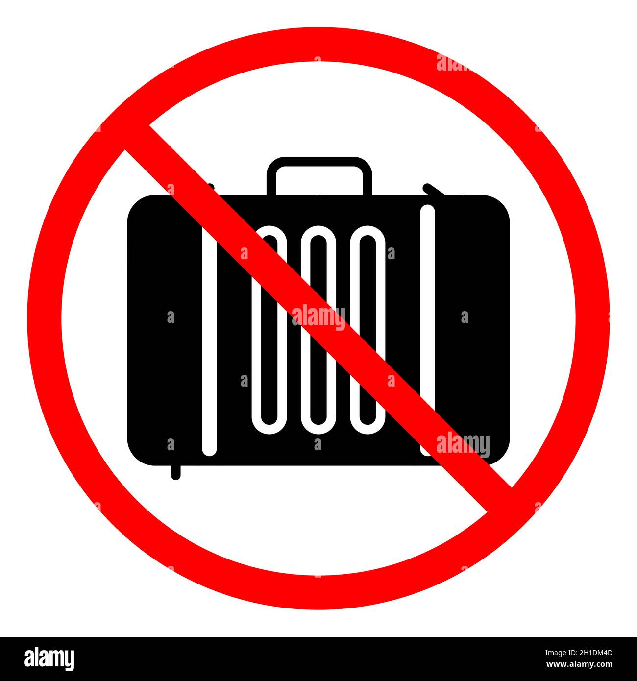 Baggage ban icon. No baggage sign. Suitcase is prohibited. Stop or ban