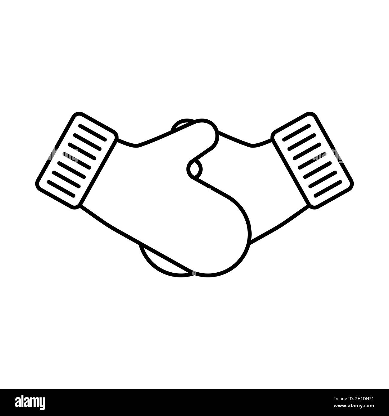 Mitten icon. Handshake with gloves. Mittens icons in flat linear design ...