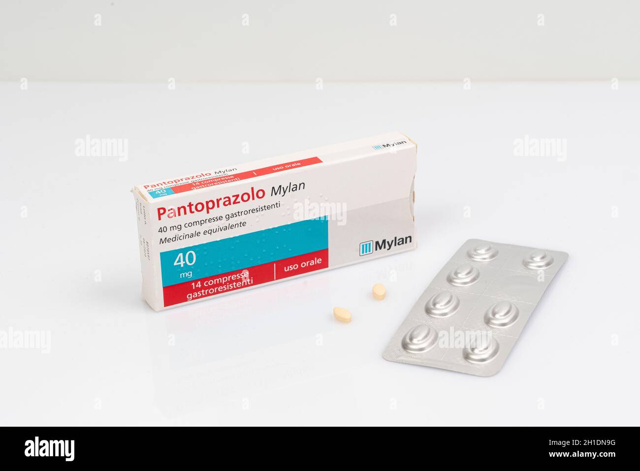 a generic drug box of Pantoprazole marketed in Italy Stock Photo - Alamy
