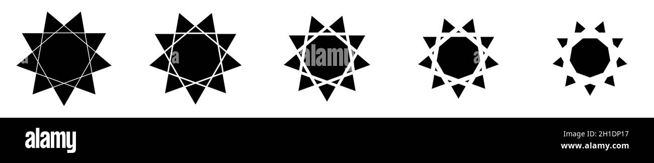 Sun icon. Black sun icon in flat design. Set of sun symbols. Vector ...