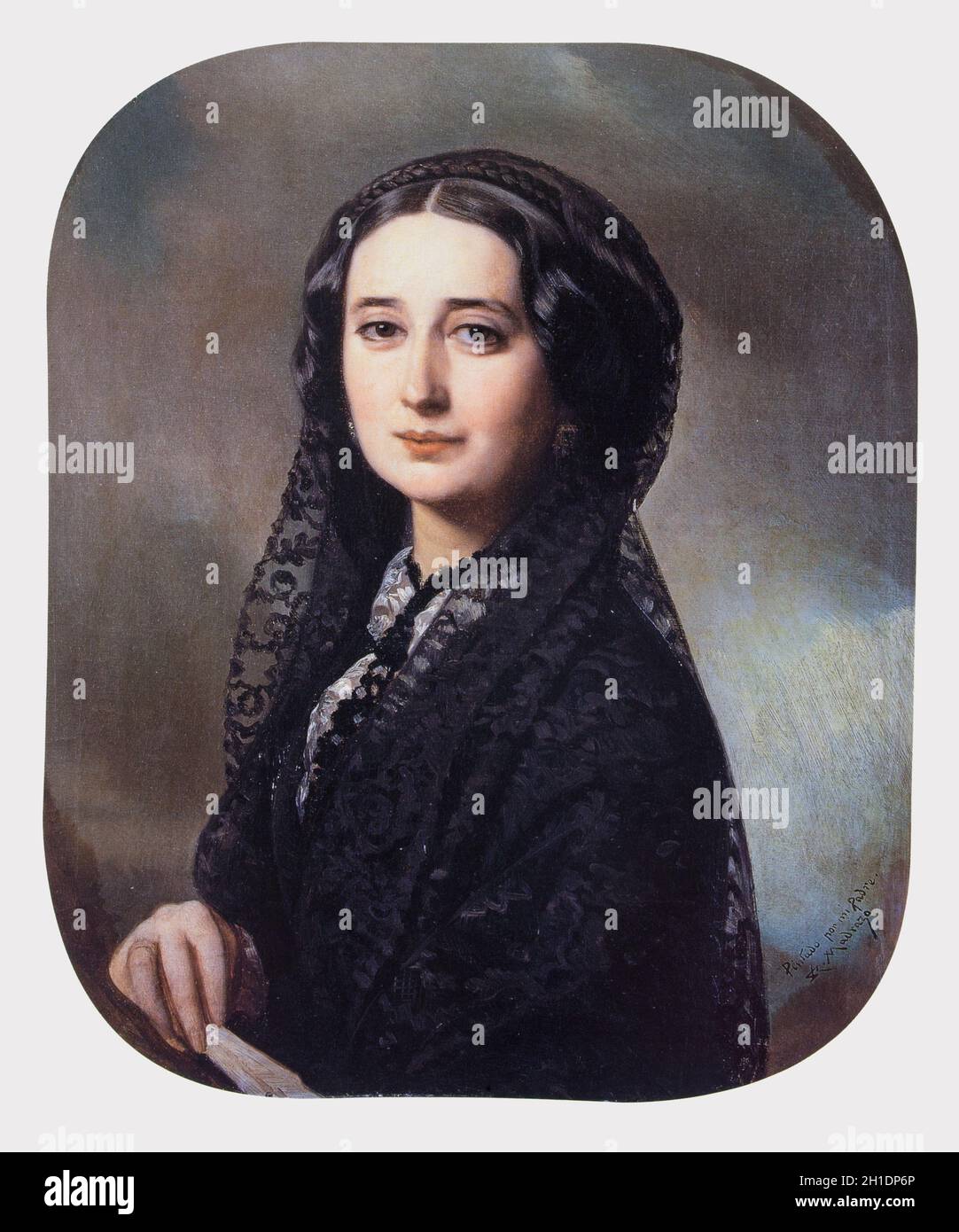 Portrait of Carolina Coronado, 19th Century Spanish writer. Painted by Federico Madrazo at Museo del Prado, Madrid Stock Photo
