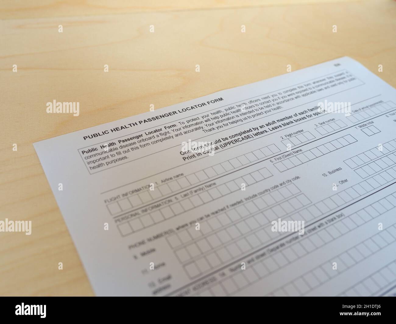 BERLIN, GERMANY CIRCA MARCH 2020 Fluggast Aussteigekarte