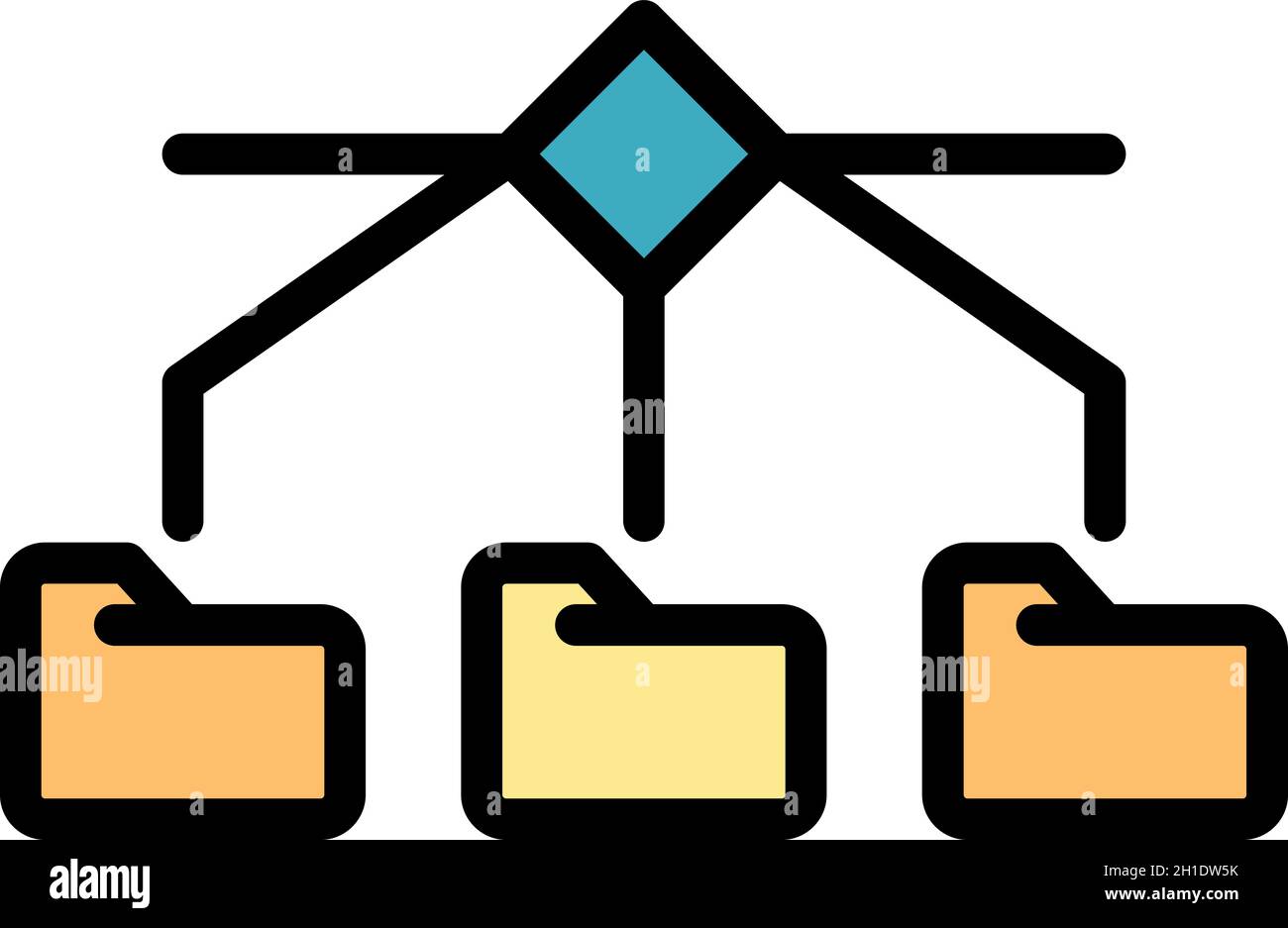 Server folders icon. Outline server folders vector icon color flat ...