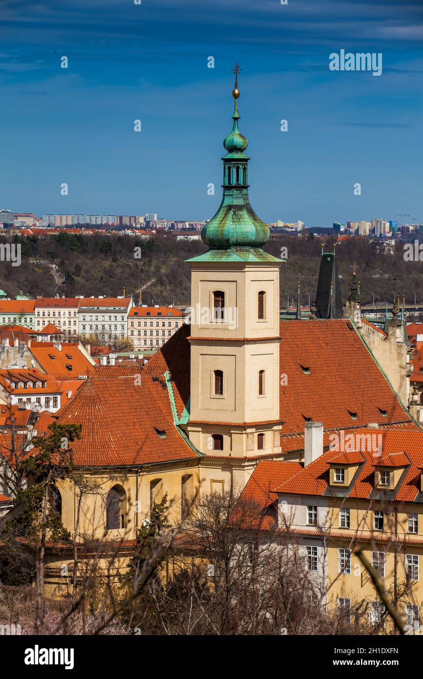 Discalced Carmelite Church of Our Lady Victorious also called Shrine of the Infant Jesus of Prague in Malá Strana at old town in Prague Stock Photo