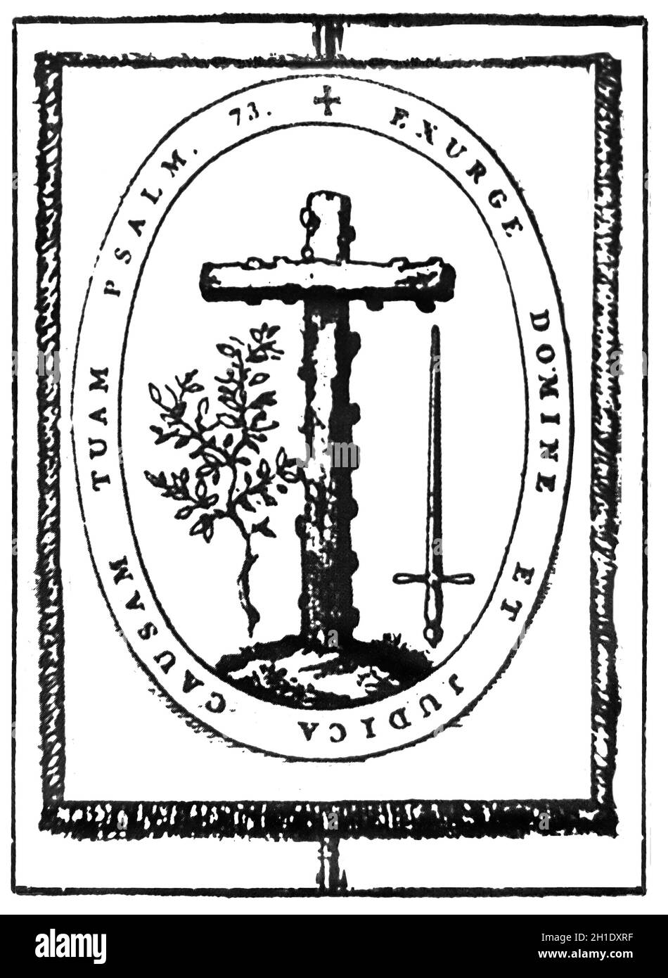 Emblem of the Spanish Inquisition, 1571. Catholic Church institution whose aim was to combat heresy Stock Photo