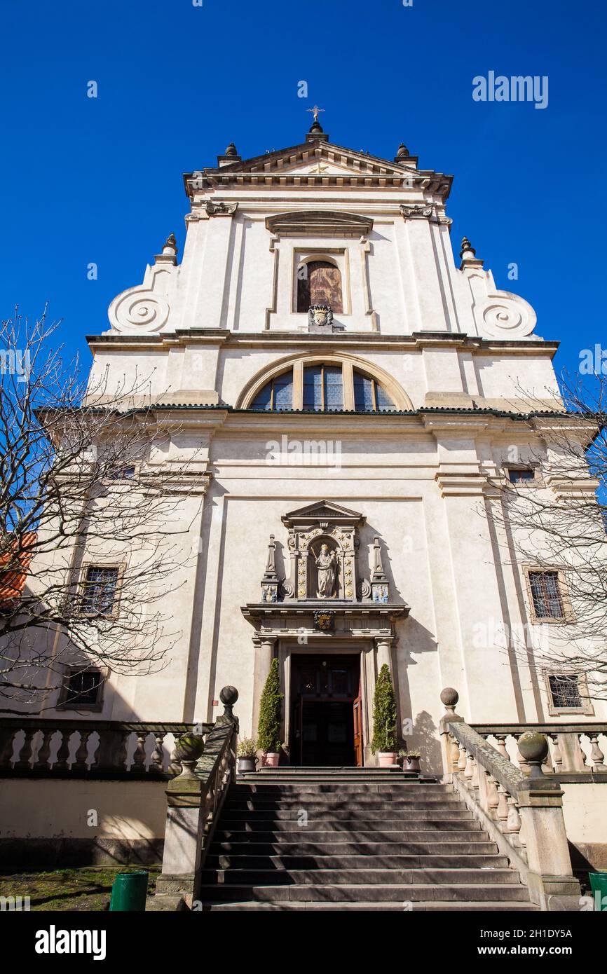 Discalced Carmelite Church of Our Lady Victorious also called Shrine of the Infant Jesus of Prague in Malá Strana at old town in Prague Stock Photo